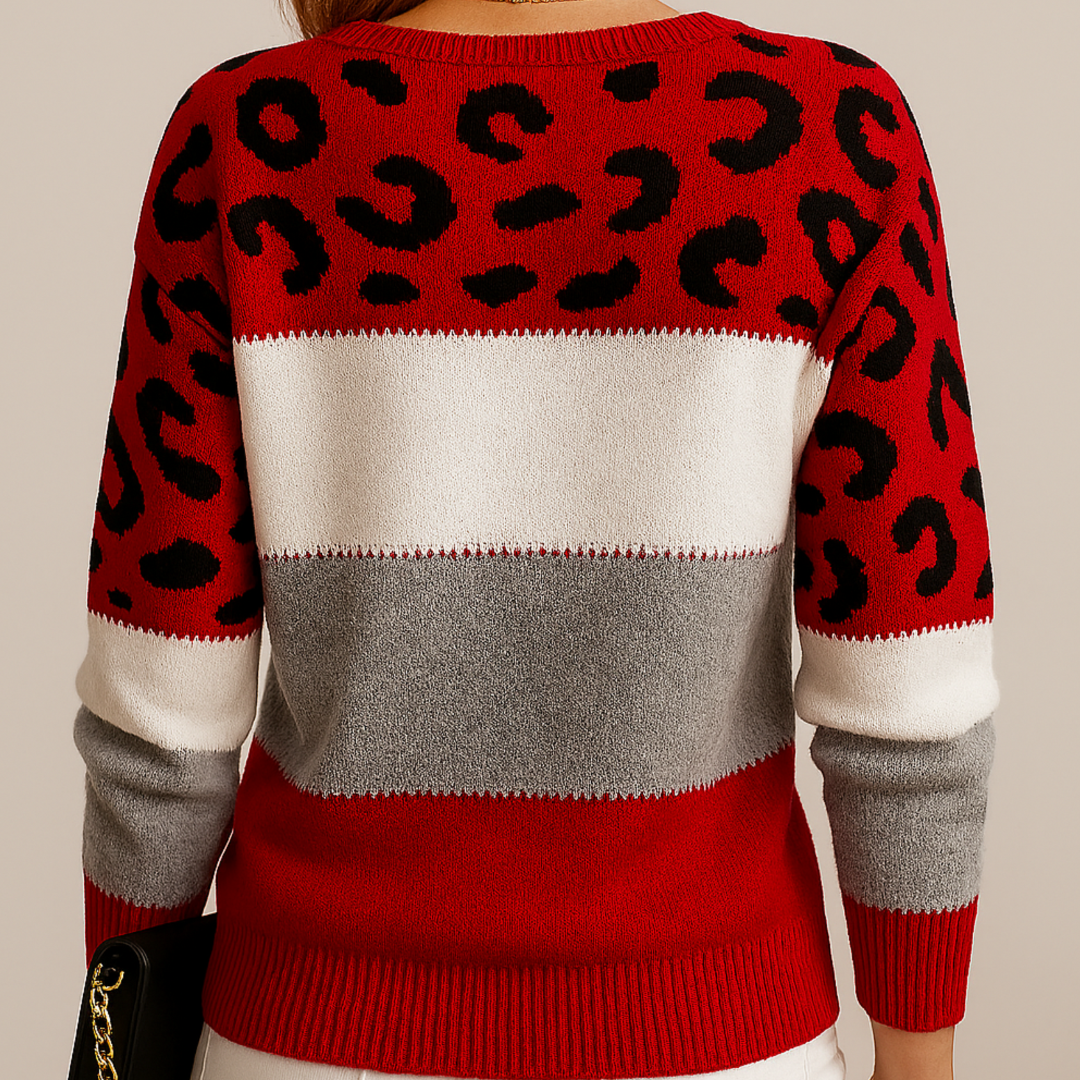 Suéter de punto con estampado de leopardo