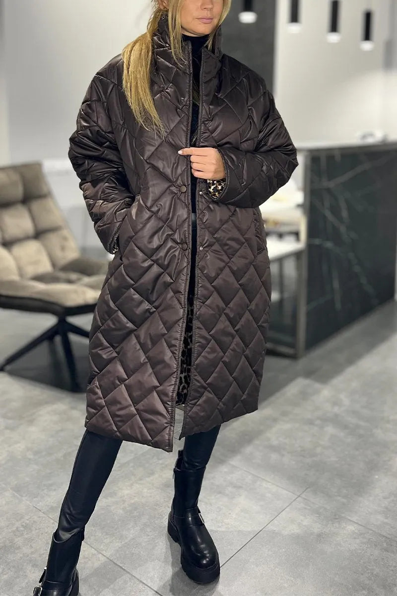 Chaqueta Acolchada Reversible con Forro de Leopardo Impreso
