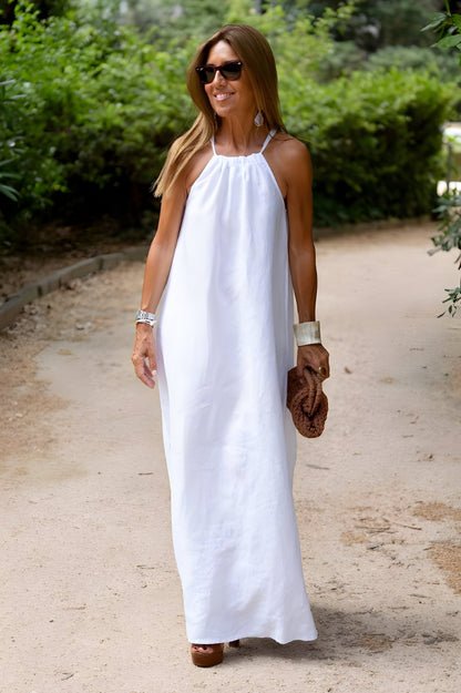 Vestido Halter Aéreo en Mezcla de Algodón
