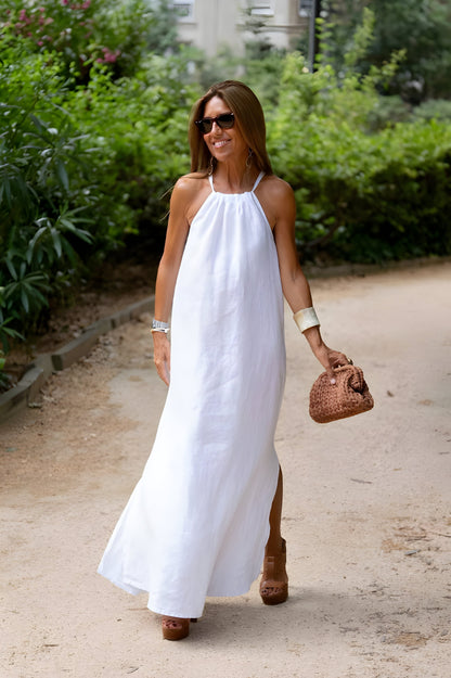 Vestido Halter Aéreo en Mezcla de Algodón