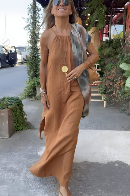Vestido Halter Aéreo en Mezcla de Algodón