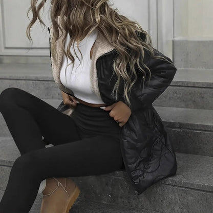 Chaqueta térmica elegante y ligera con cremallera y capucha