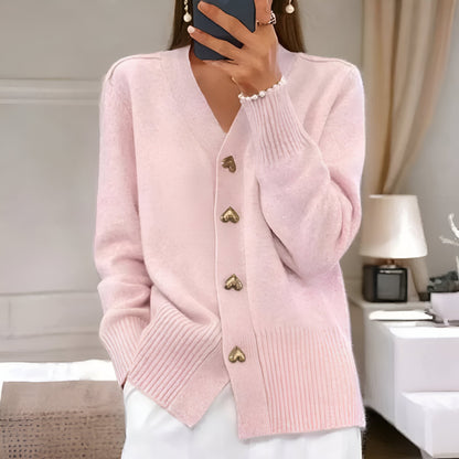 Cárdigan elegante con botones en forma de corazón