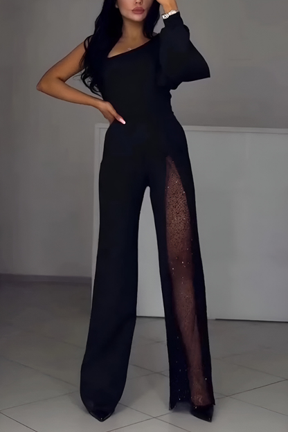 Combinación Elegante de Piernas Anchas