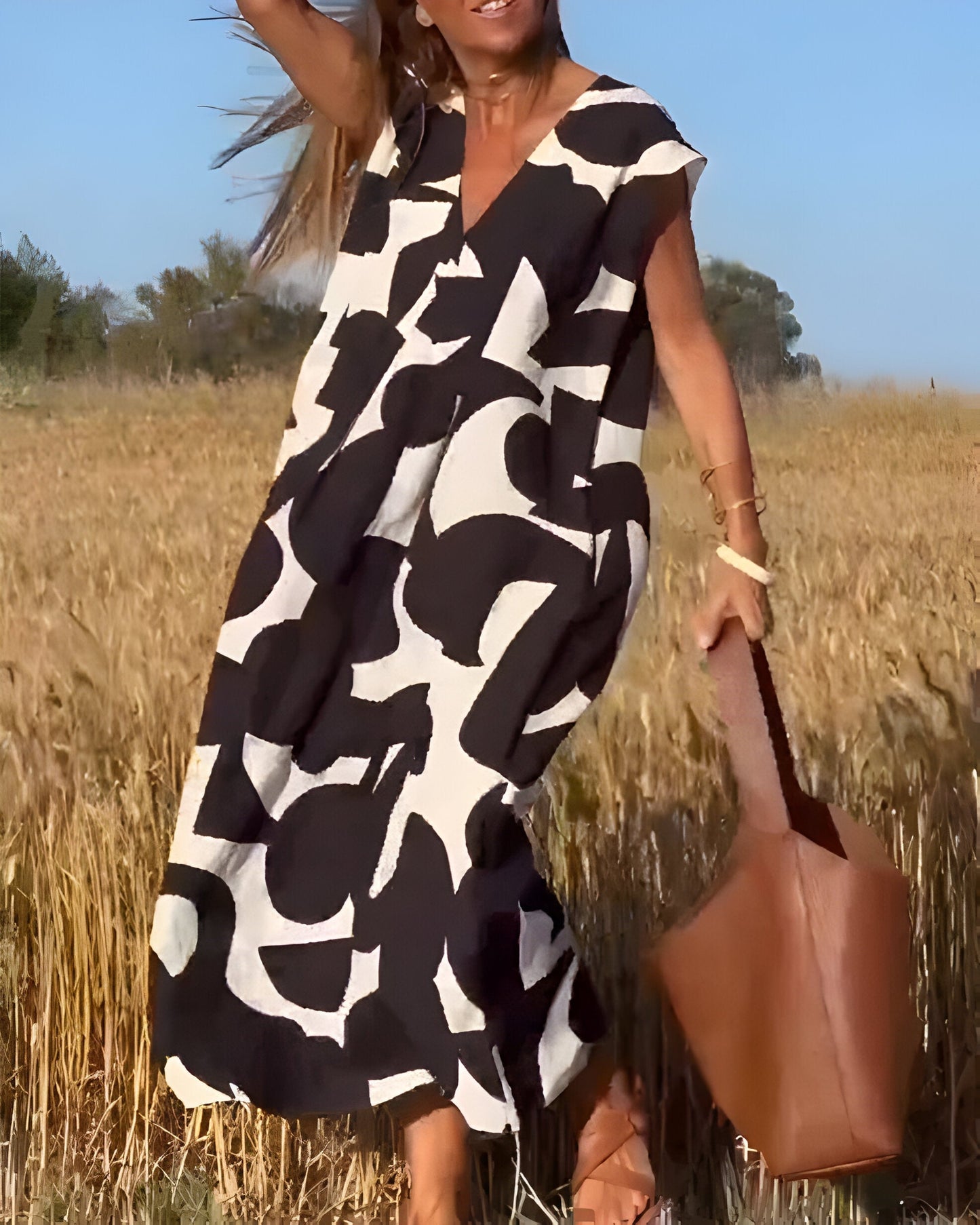 Vestido con Estampado y Escote en V