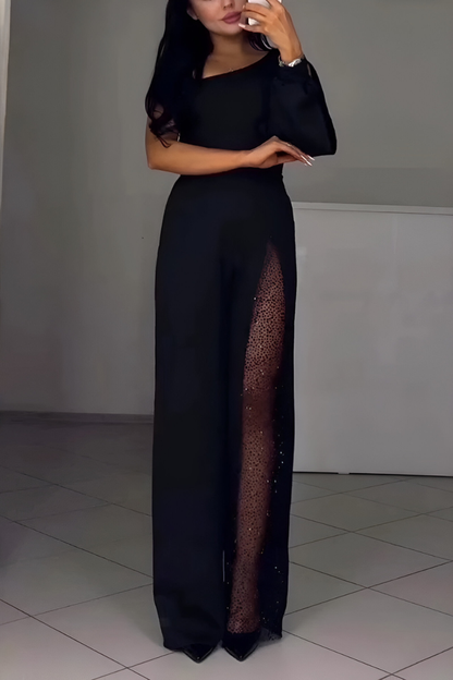 Combinación Elegante de Piernas Anchas