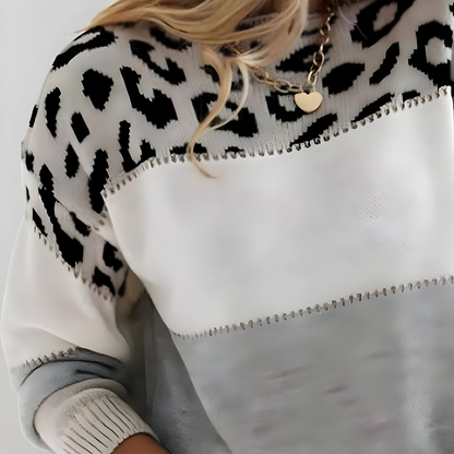 Suéter de punto con estampado de leopardo