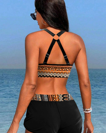 Bikini Gráfico de Cintura Alta