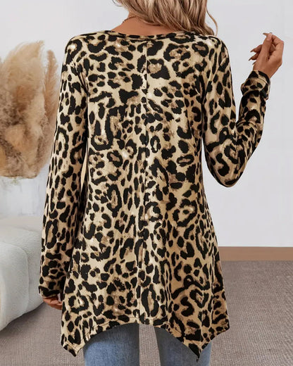 Túnica Elegante con Estampado de Leopardo