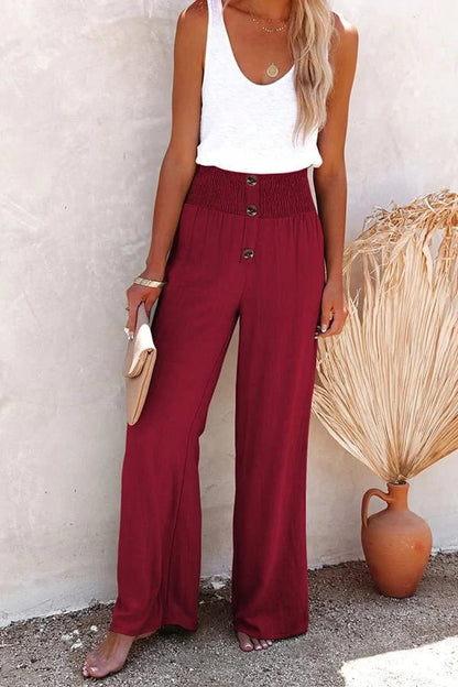 Pantalón de Lino de Cintura Alta