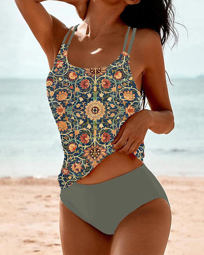 Tankini impreso de doble banda