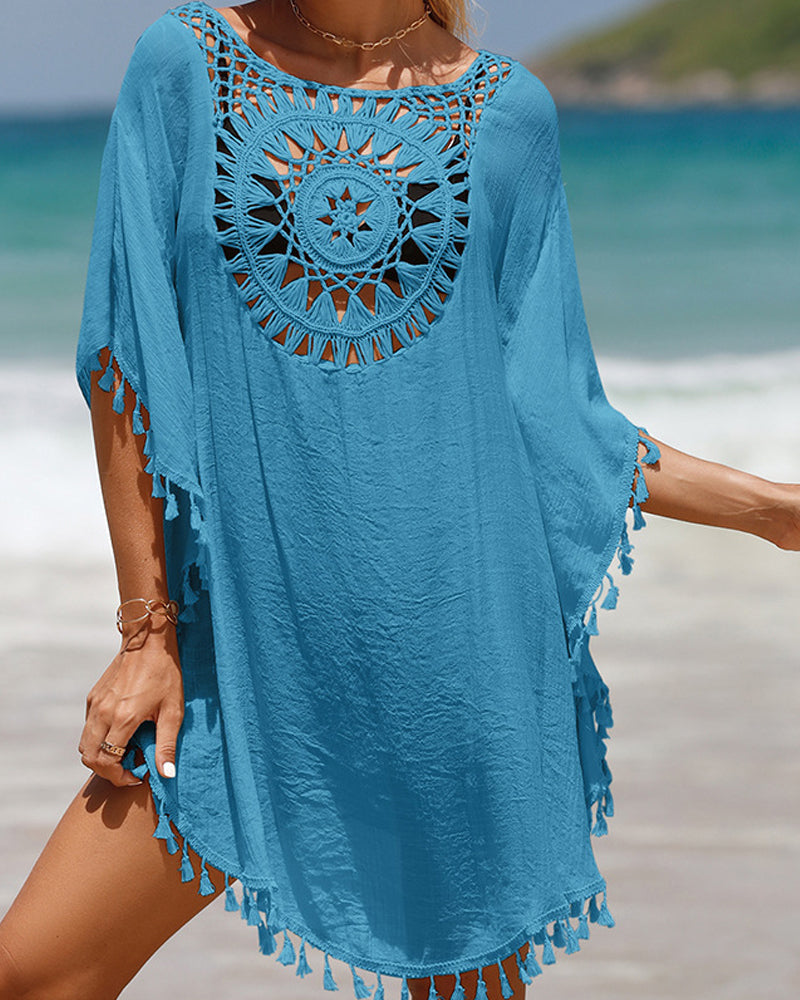 Cubierta de playa con pompones