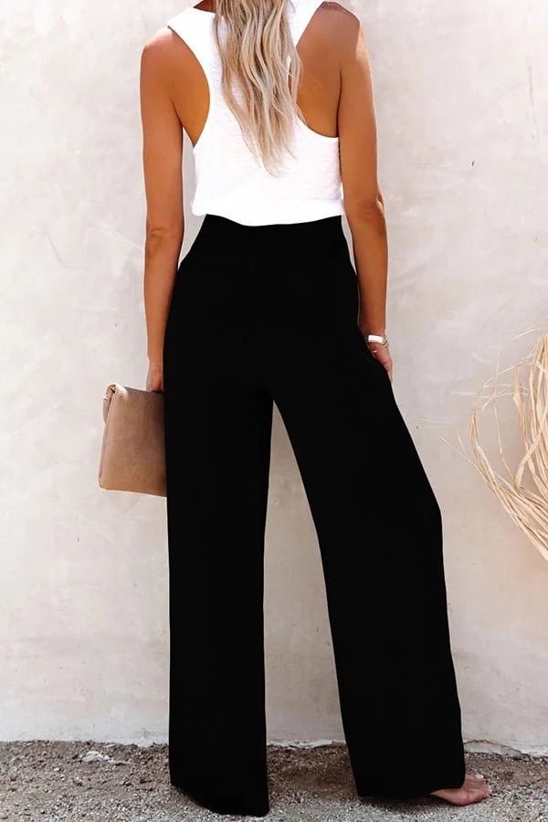 Pantalón de Lino de Cintura Alta