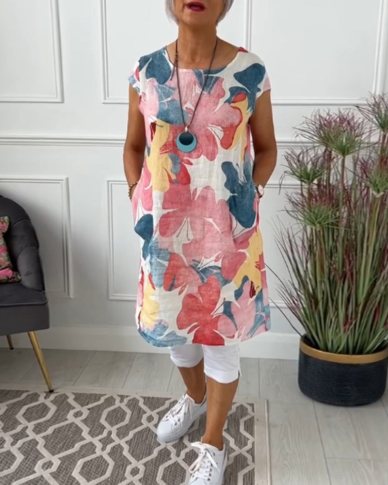 Vestido Casual con Estampado Floral Colorido