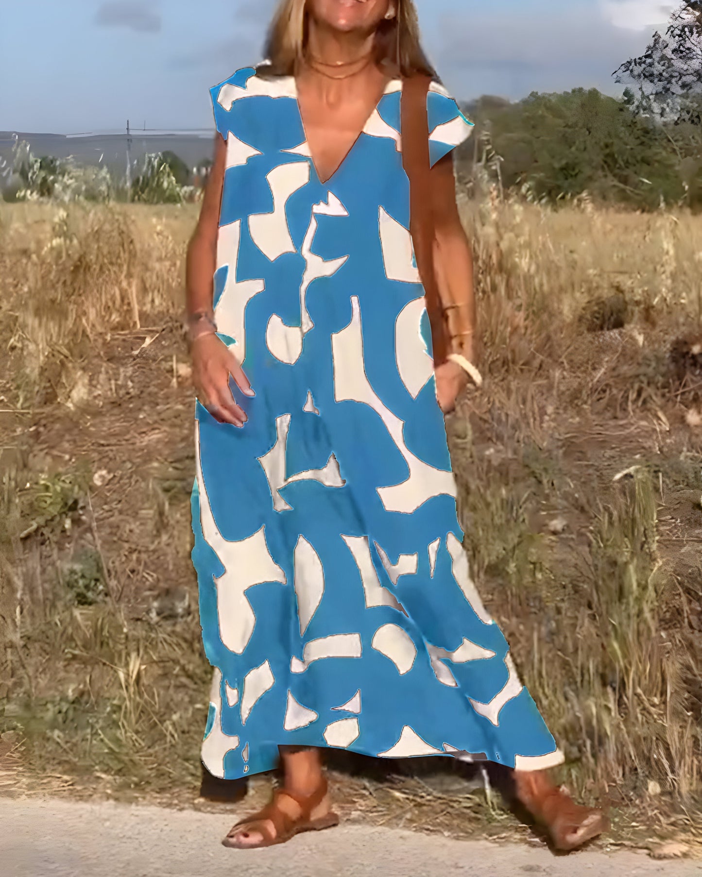 Vestido con Estampado y Escote en V