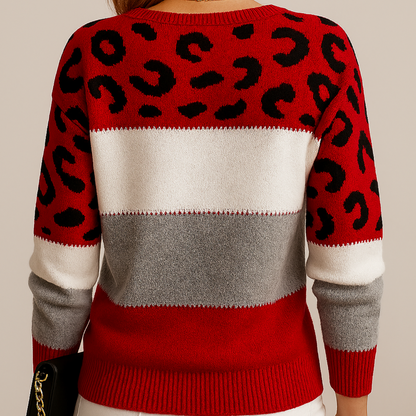 Suéter de punto con estampado de leopardo