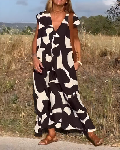 Vestido con Estampado y Escote en V