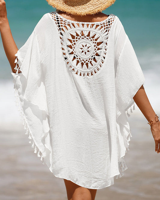 Cubierta de playa con pompones