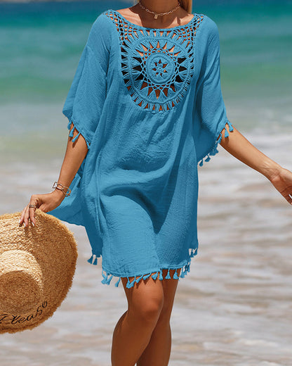 Cubierta de playa con pompones