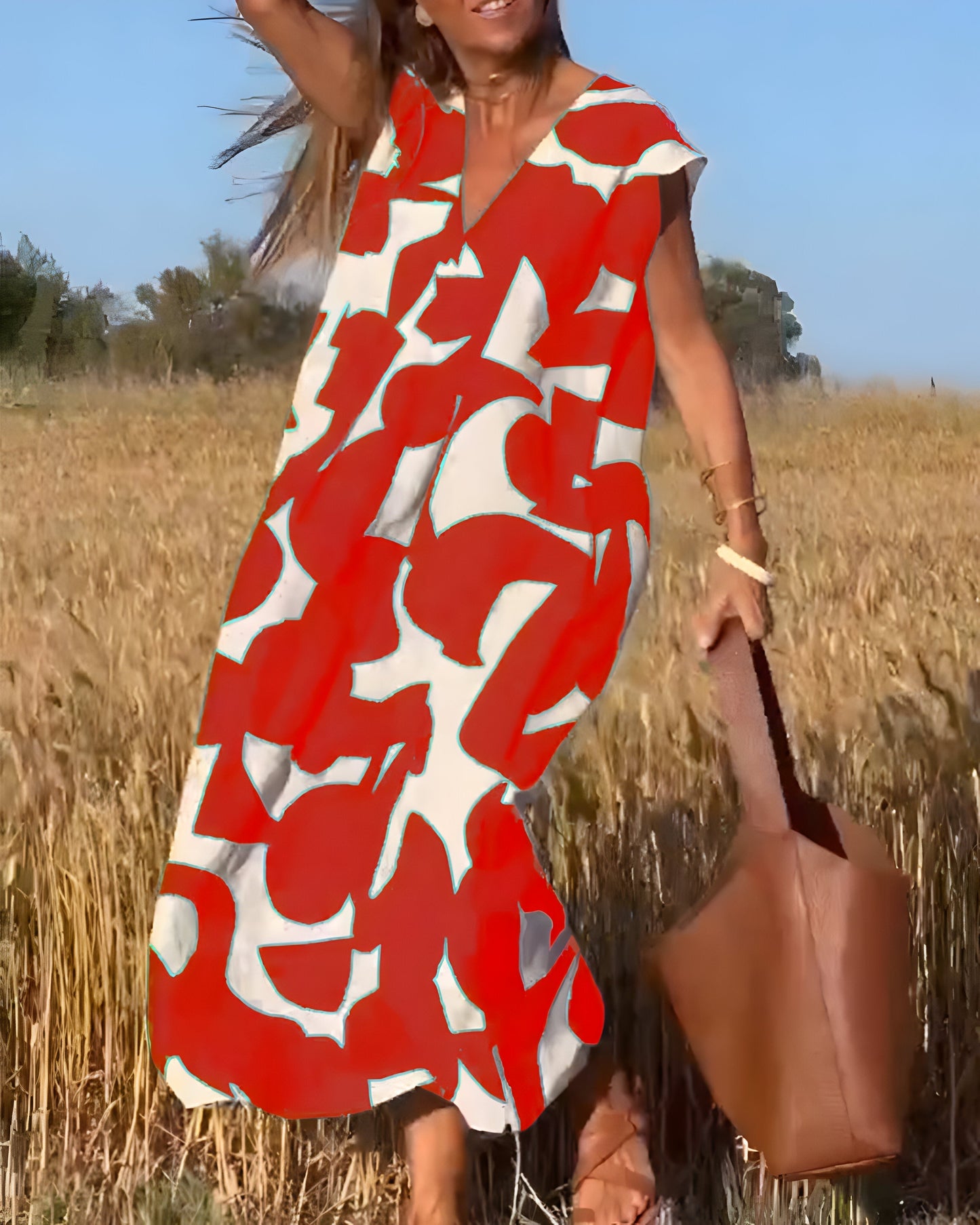Vestido con Estampado y Escote en V