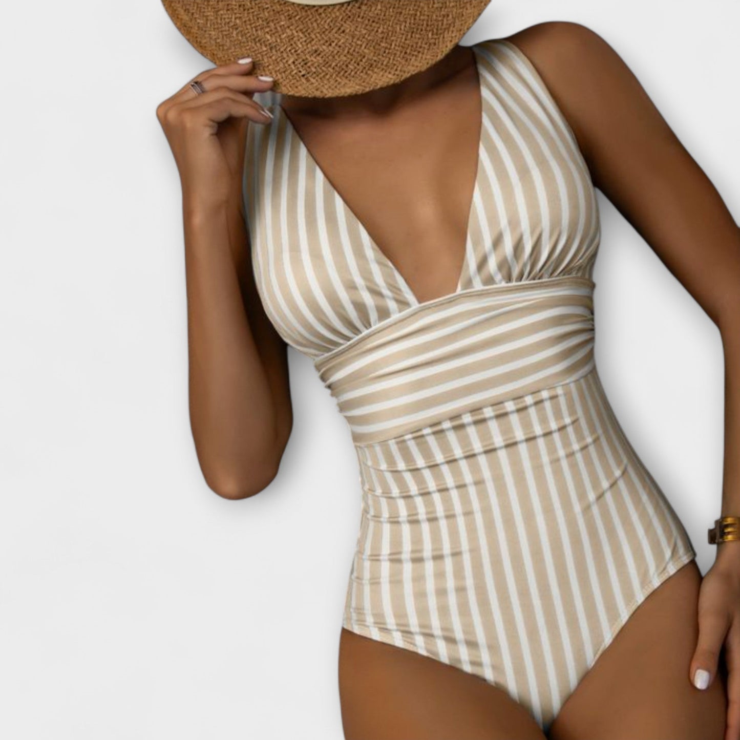 Traje de baño de una pieza a rayas