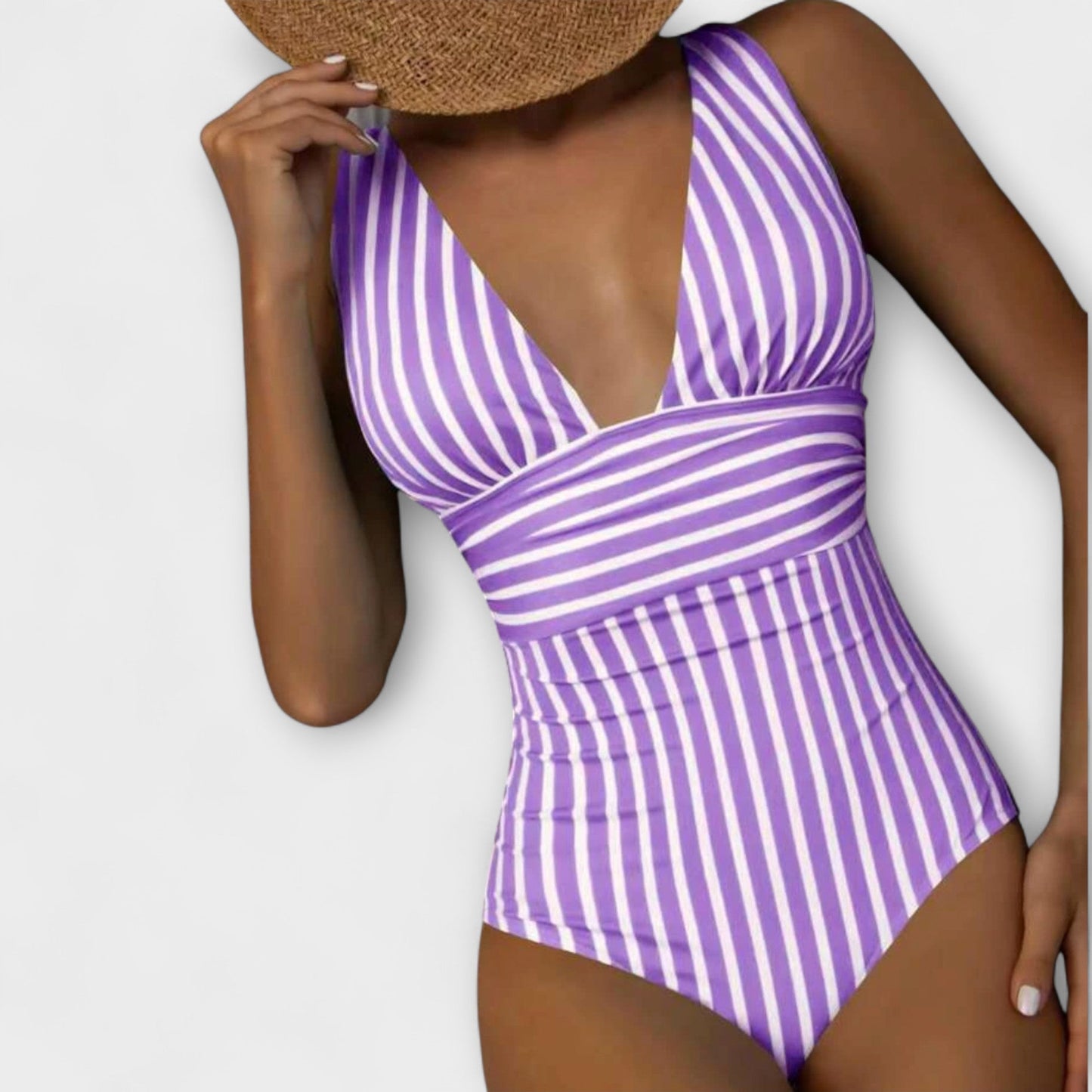 Traje de baño de una pieza a rayas