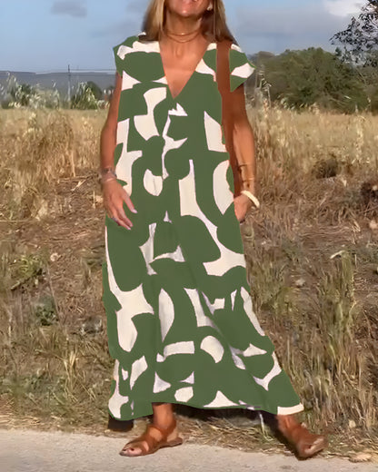 Vestido con Estampado y Escote en V