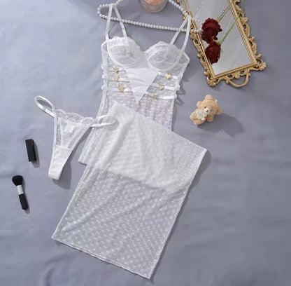 Conjunto de Lencería Corazón de Malla