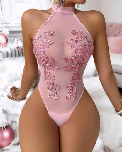 Body de tul bordado