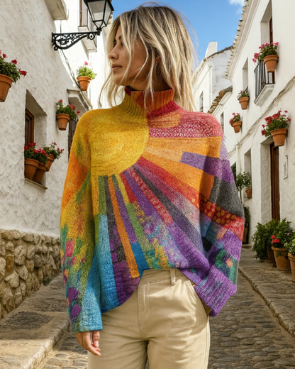 Suéter de Cuello Alto Cálido y Colorido
