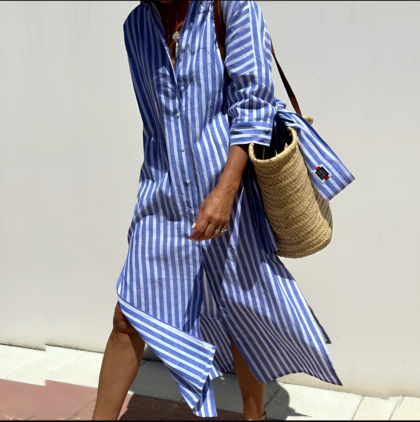 Elegante Vestido Camisero a Rayas