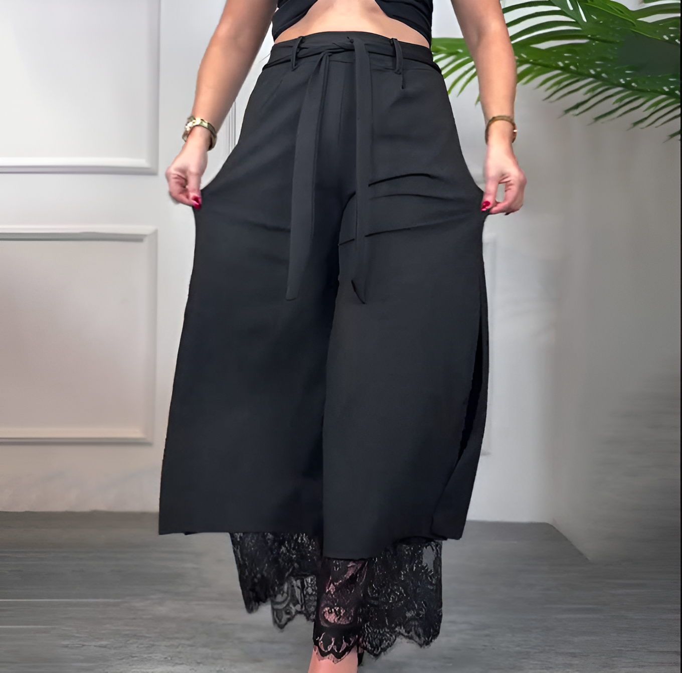 Pantalón Largo con Encaje