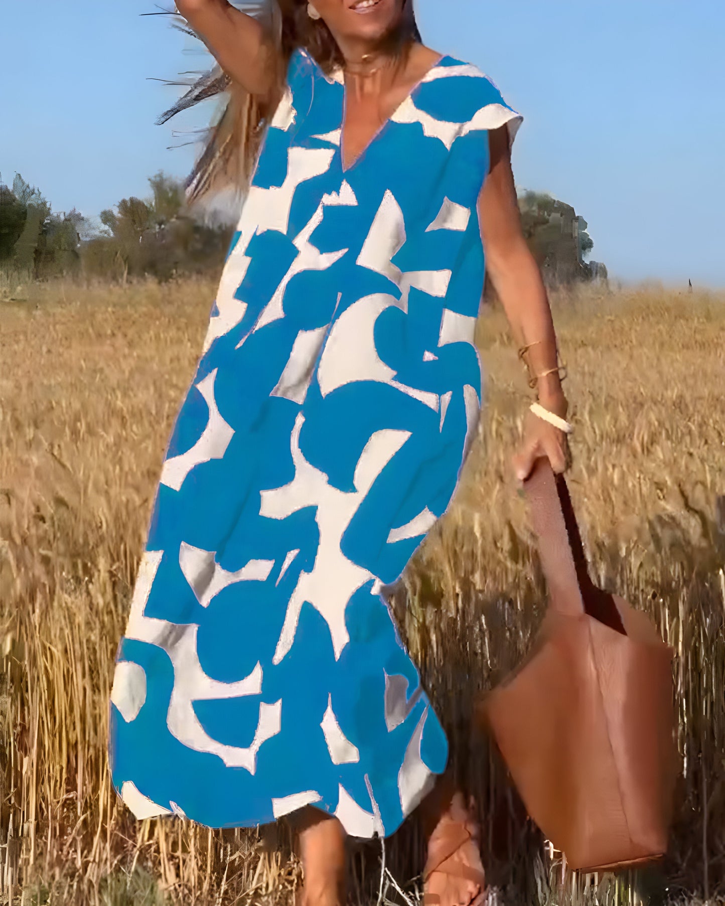 Vestido con Estampado y Escote en V