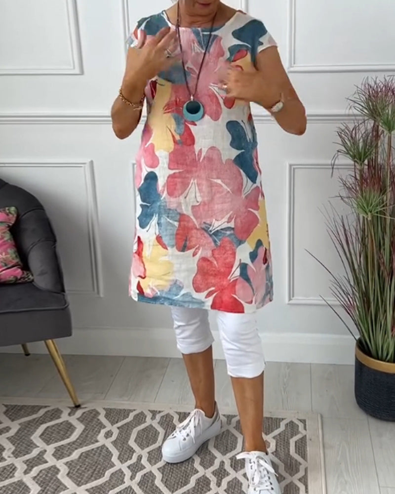Vestido Casual con Estampado Floral Colorido