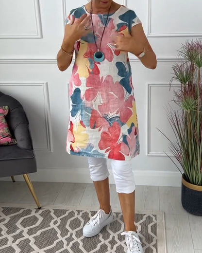 Vestido Casual con Estampado Floral Colorido