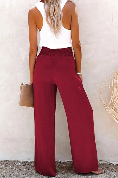 Pantalón de Lino de Cintura Alta