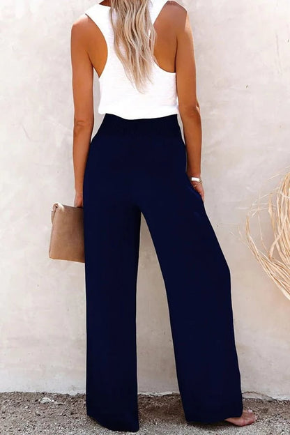 Pantalón de Lino de Cintura Alta