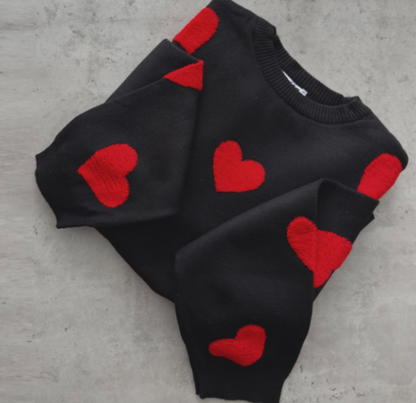 Suéter cómodo con corazones
