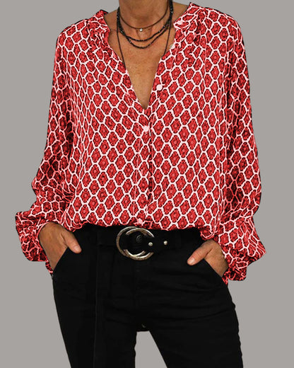 Blusa Clásica con Cuello en V