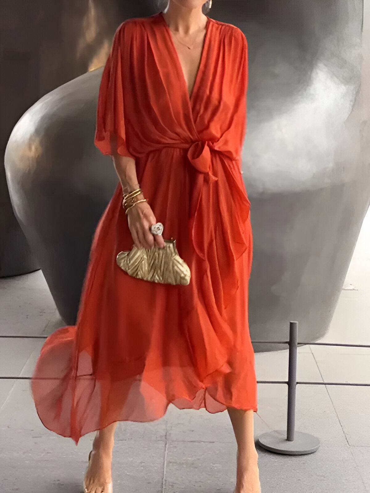 Vestido con escote en V