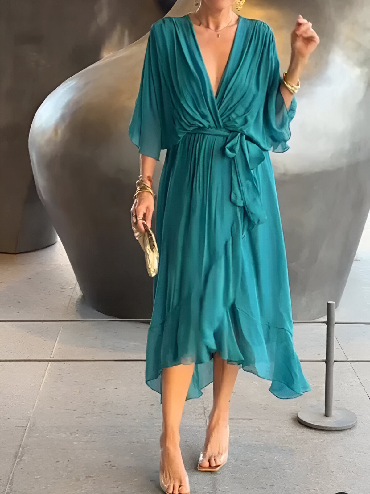 Vestido con escote en V