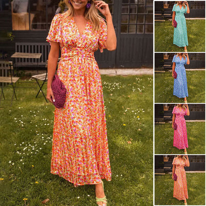 Vestido con escote en V y estampado