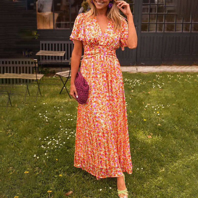 Vestido con escote en V y estampado