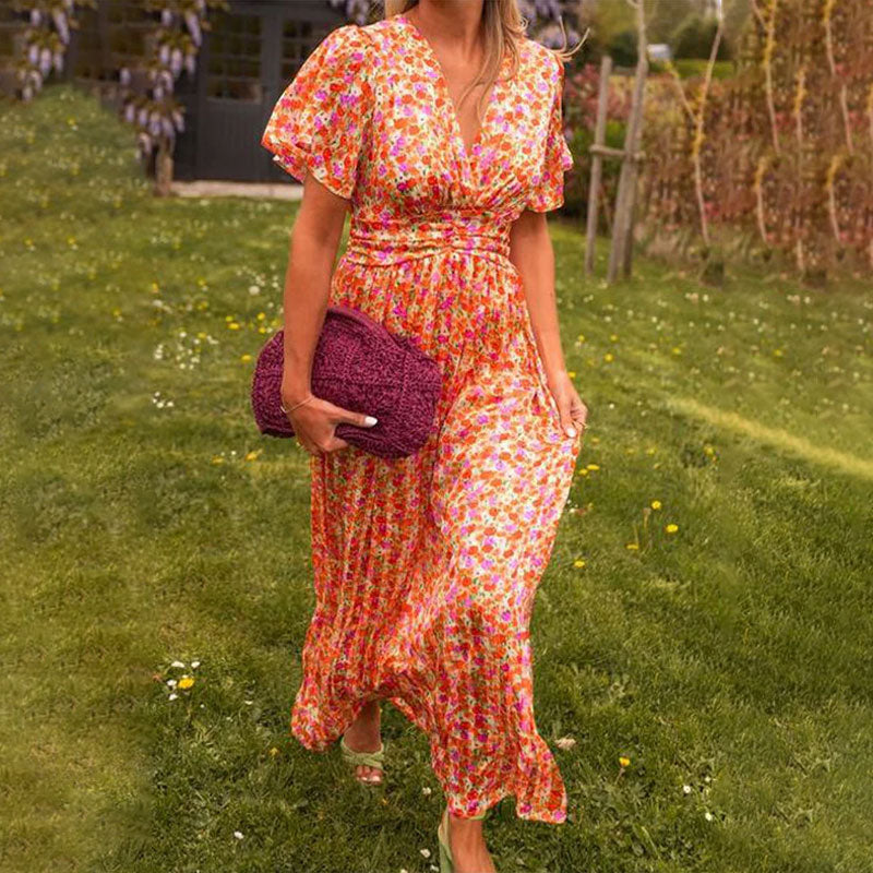 Vestido con escote en V y estampado