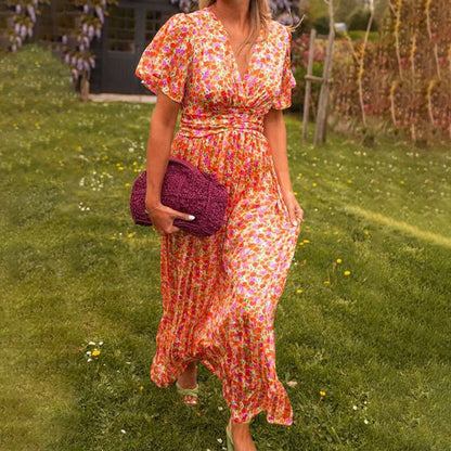 Vestido con escote en V y estampado