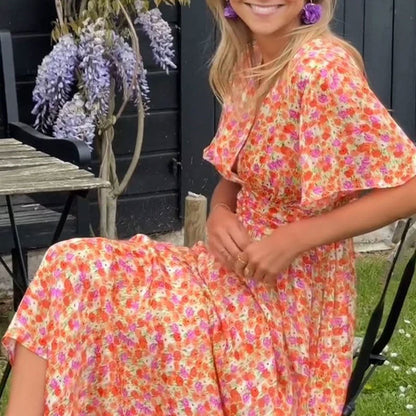 Vestido con escote en V y estampado