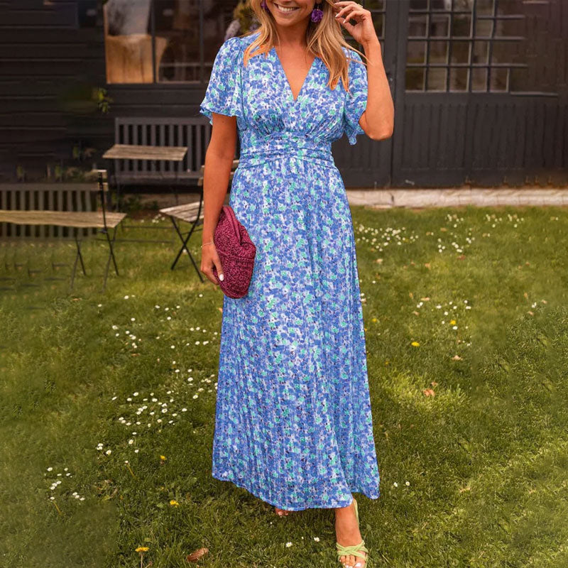 Vestido con escote en V y estampado