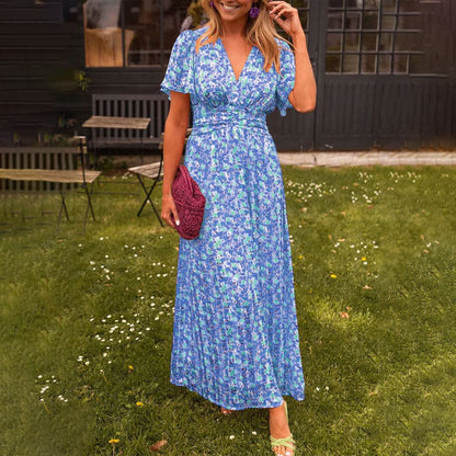 Vestido con escote en V y estampado