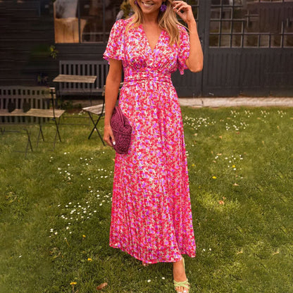 Vestido con escote en V y estampado