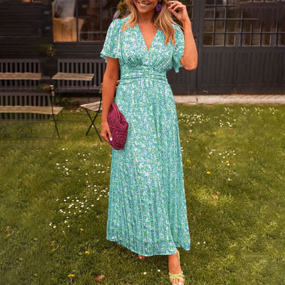 Vestido con escote en V y estampado